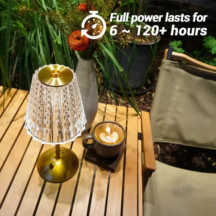 Crystal Metal Cordless Table Lamp