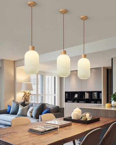 WOW Ribbed Milk Glass Lantern Pendant Light-wow2115