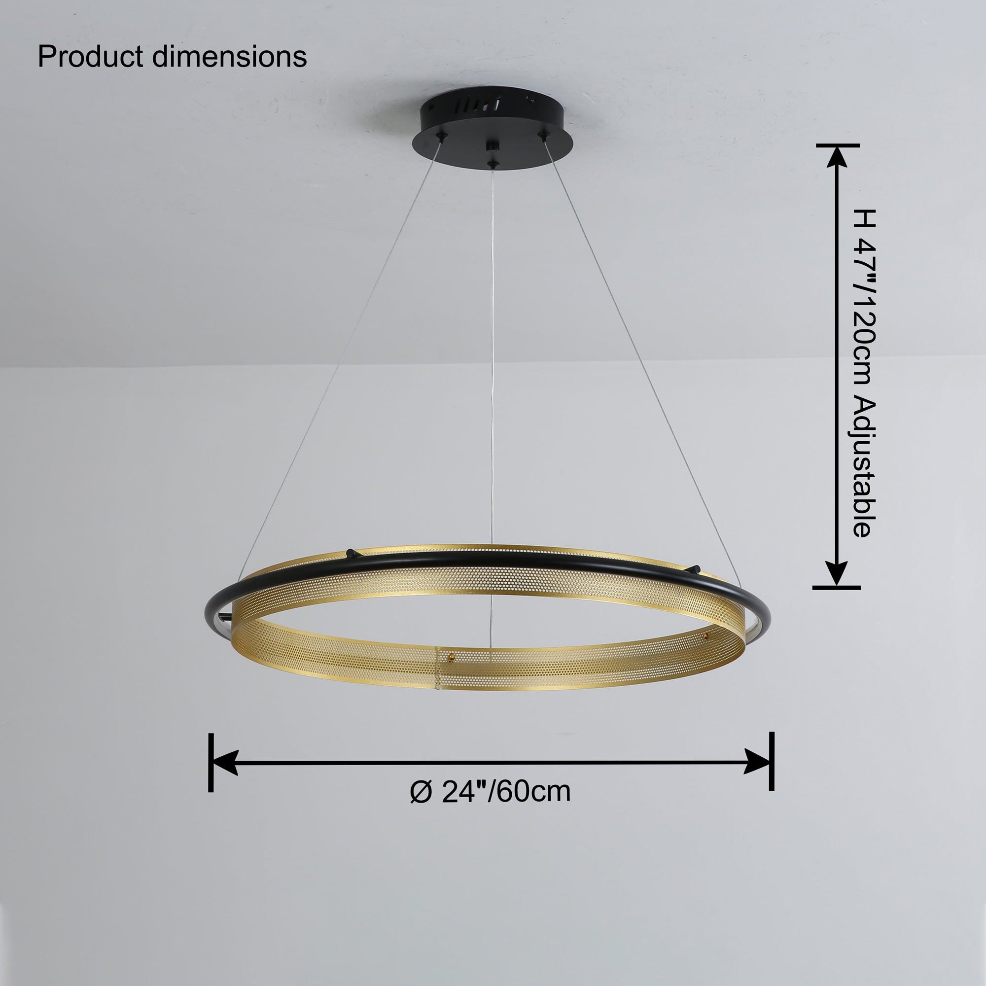 WOW Black and Gold Ring LED Chandelier-wow2119a