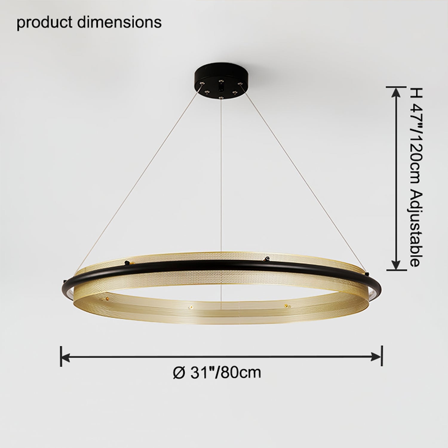 WOW Black and Gold Ring LED Chandelier-wow2119a