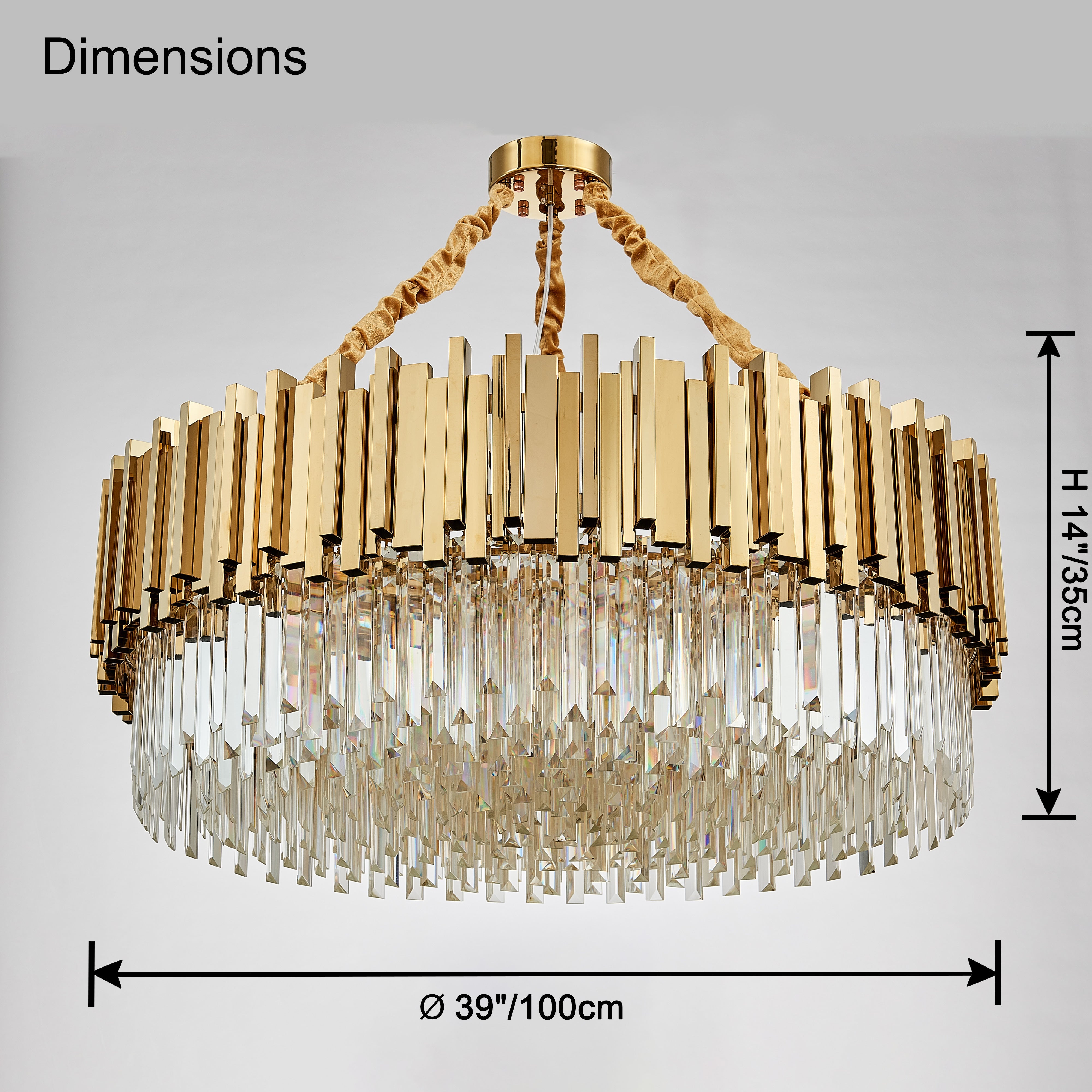WOW Gold Round Crystal Prism Chandelier-wow2185a