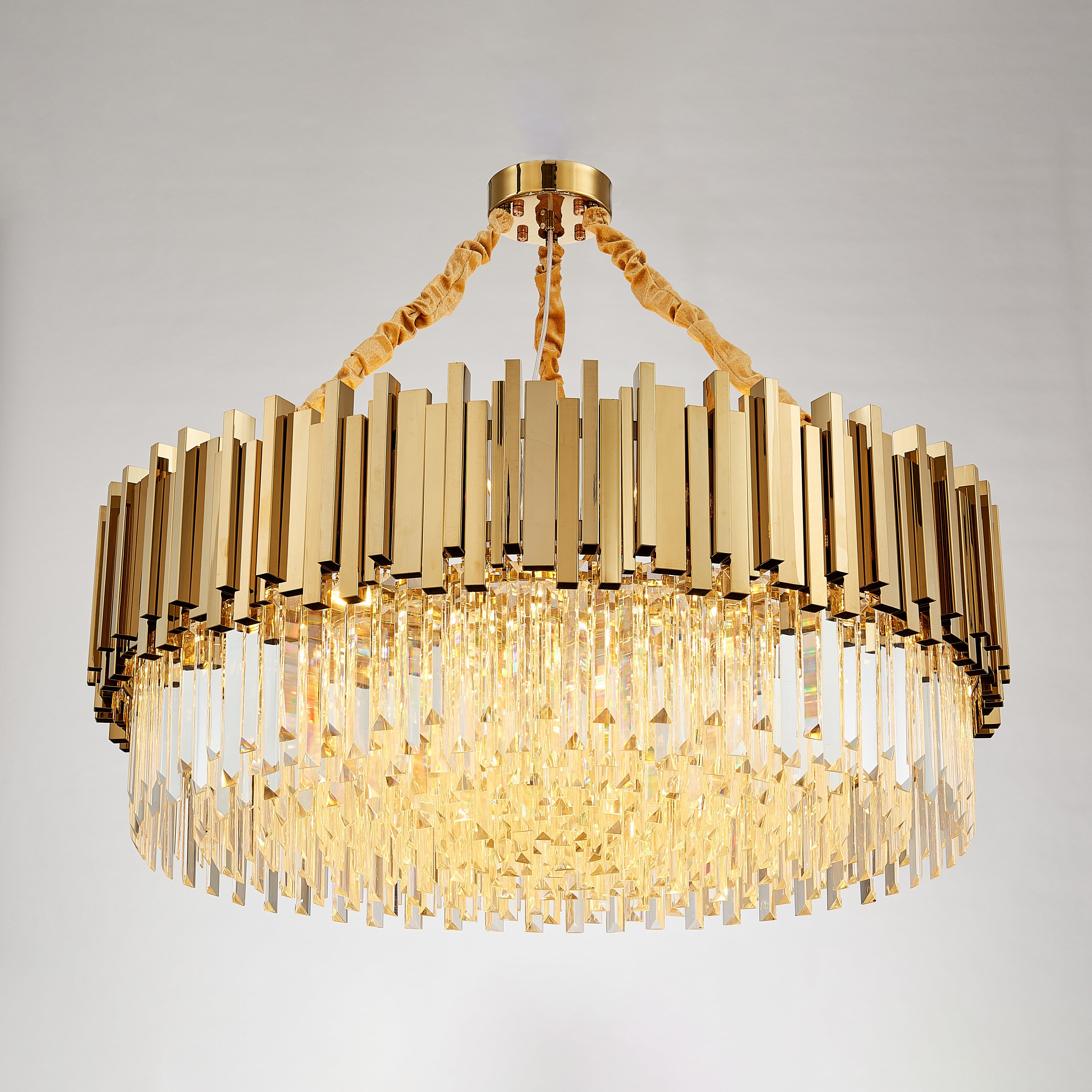 WOW Gold Round Crystal Prism Chandelier-wow2185a