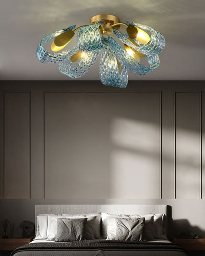 WOW Peacock Sea Glass Semi-Flush Mount Ceiling Light-WOW1111