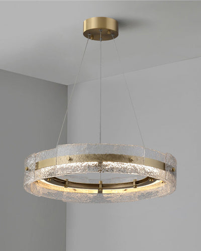 WOW Hammered Glass Round Brass Chandelier-wow2351