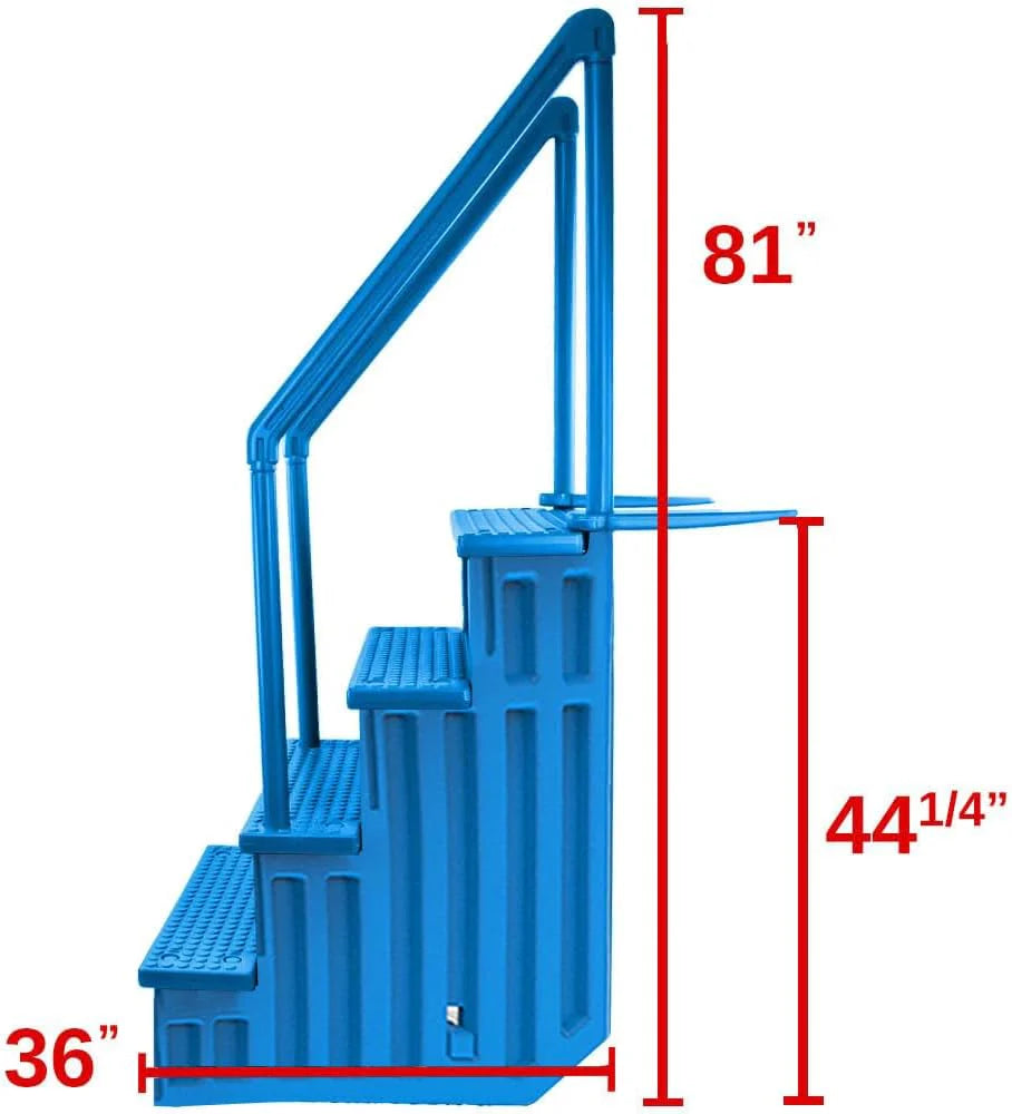 Select Anti-Slip in-Pool Steps | Gray | for Above Ground Swimming Pools | Can Mount to Decks 48