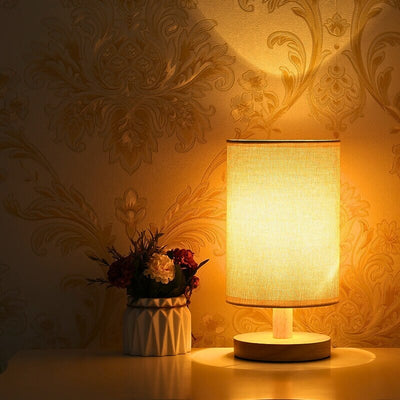 LED Fabric Wood Table Lamp
