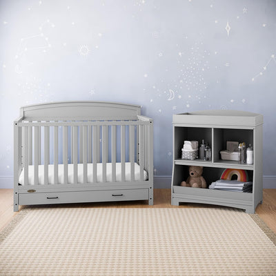 5-in-1 Convertible Baby Bed (with drawers, white) - Green Guardian Gold Certification, built-in baby bed storage drawer, convertible to toddler bed, day bed and full-size bed