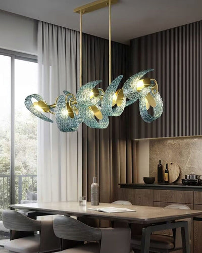 WOW Peacock Art Glass Linear Chandelier-wow2213c