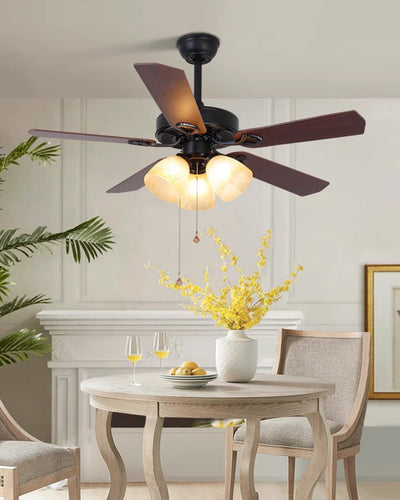 WOW Vintage Glass Ceiling Fan Chandelier-wow5121