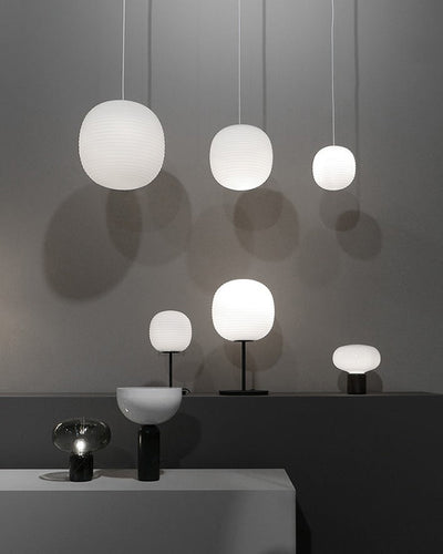 WOW Lantern Ribbed Milk Glass Pendant Light-wow2676