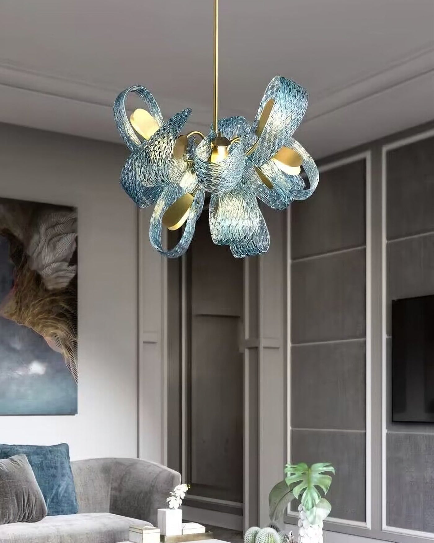 WOW Peacock Art Glass Chandelier-wow2213b