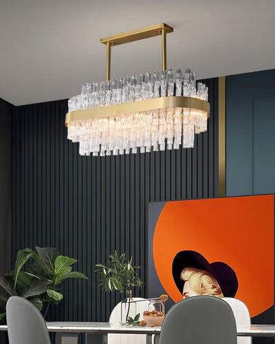 WOW Gold Rectangular Crystal Chandelier-wow2548