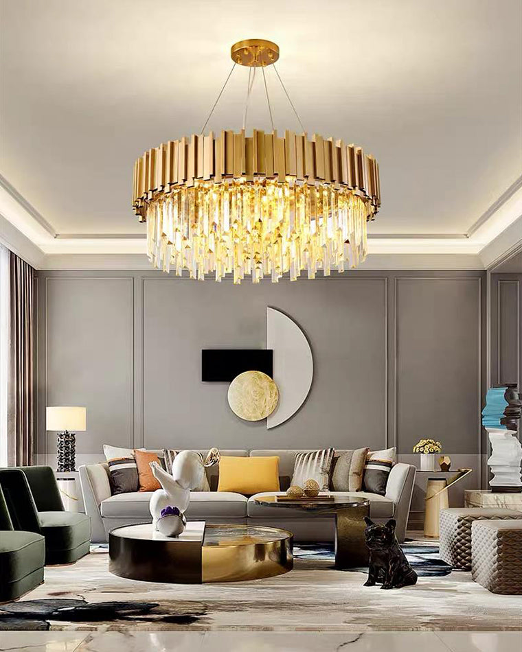 WOW Gold Round Crystal Prism Chandelier-wow2185a