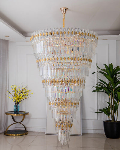 WOW Tiered Tapered Gold Crystal Chandelier-wow2533