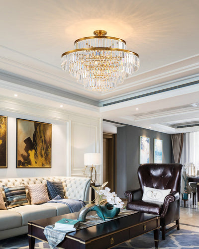 WOW Tiered Gold Crystal Prism Chandelier-wow2653