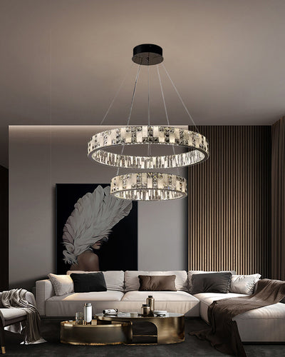 WOW Tiered Round Crystal Alabaster Chandelier-wow2740