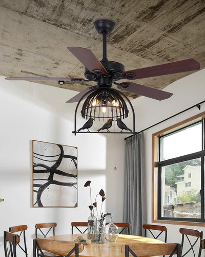 WOW 52in Vintage Caged Ceiling Fan Chandelier-wow5022