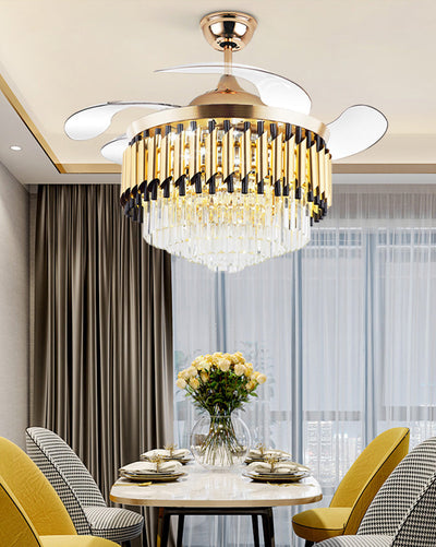 WOW Black and Gold Retractable Crystal Fandelier-wow5066