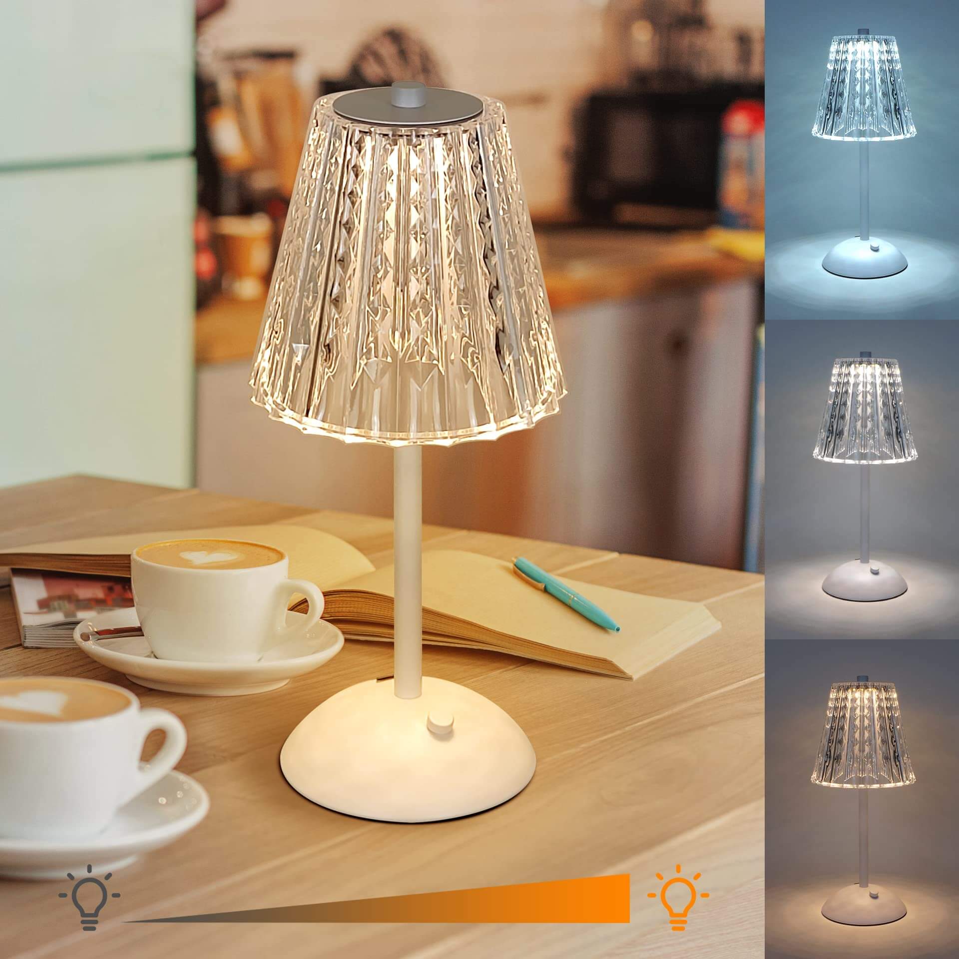 Crystal Metal Cordless Table Lamp