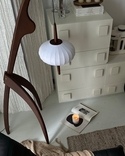 WOW Flying Saucer Tripod Wood Floor Lamp-wow7136