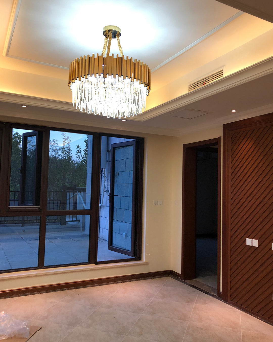 WOW Gold Round Crystal Prism Chandelier-wow2185a