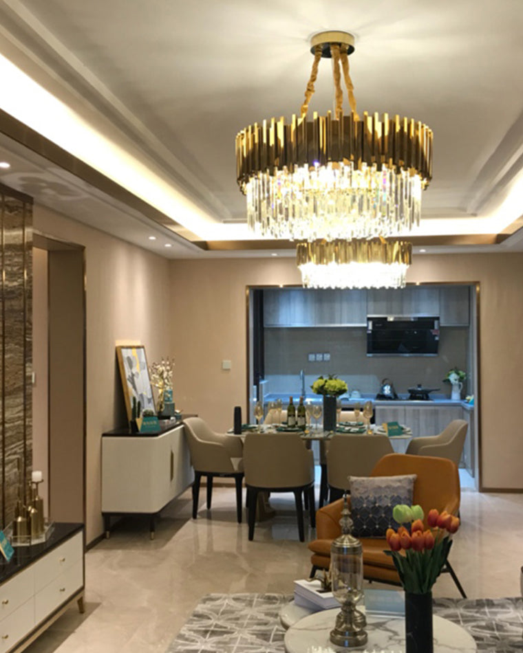 WOW Gold Round Crystal Prism Chandelier-wow2185a