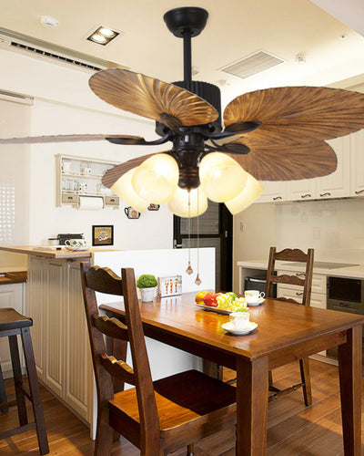 WOW 52in Tropical Leaf Ceiling Fan Chandelier-wow5012