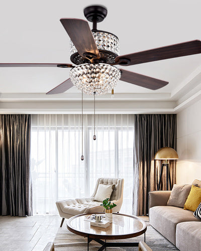 WOW Vintage Crystal Ceiling Fan Chandelier-wow5033
