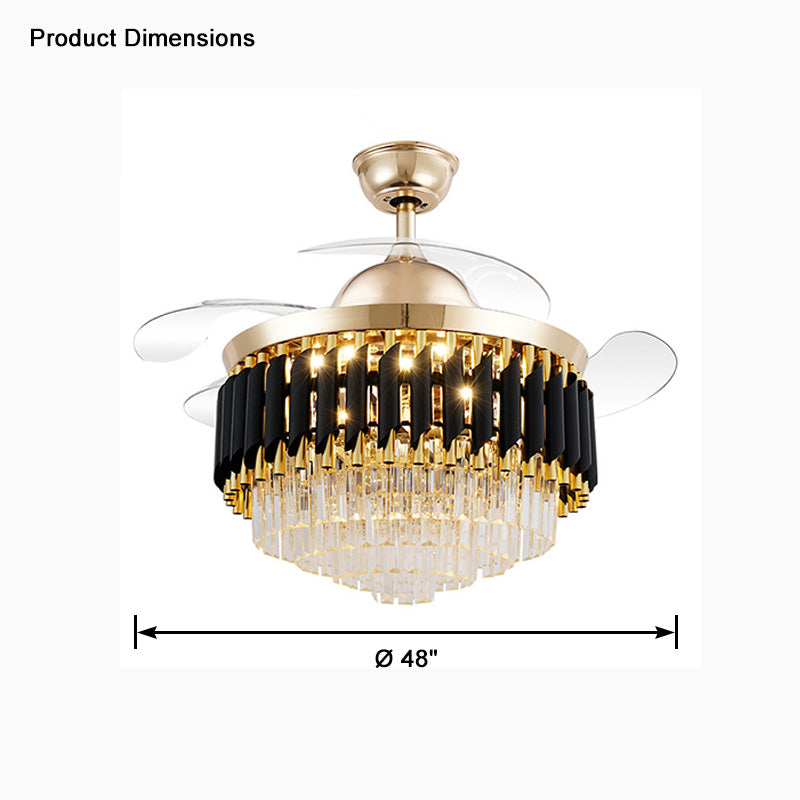 WOW Black and Gold Retractable Crystal Fandelier-wow5066