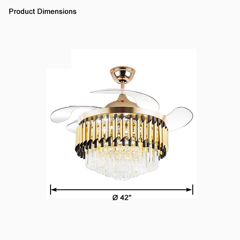 WOW Black and Gold Retractable Crystal Fandelier-wow5066