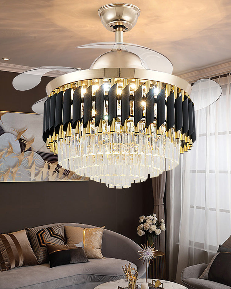 WOW Black and Gold Retractable Crystal Fandelier-wow5066