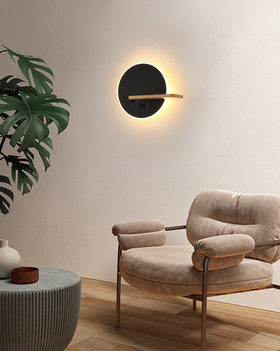 WOW Round Accent Wall Sconce with Shelf, Switch and USB-WOW6084