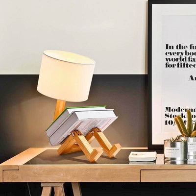 Creative Wooden Robot Table Lamp