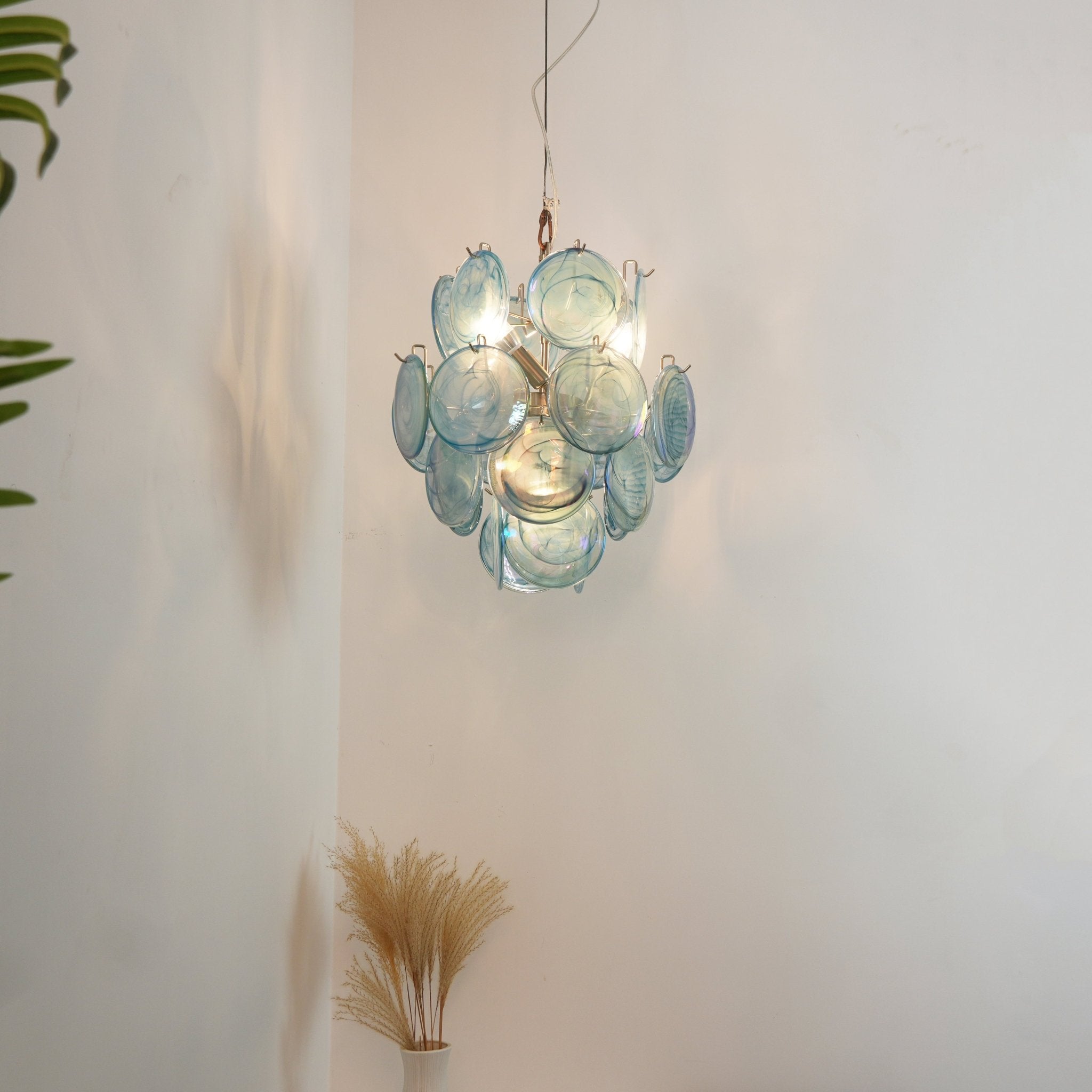 WOW Blue Murano Disc Glass Gorgeous Chandelier-WOW5236