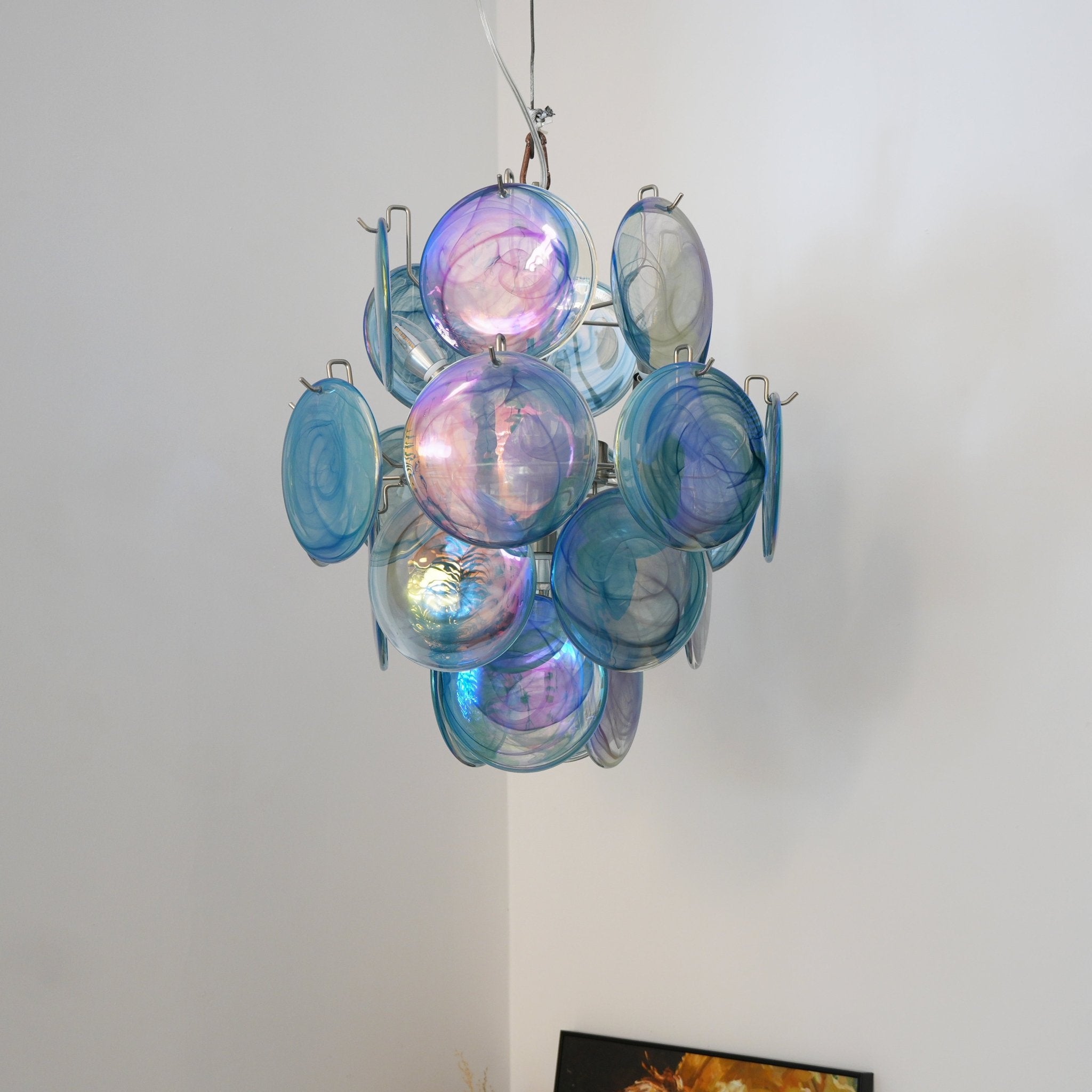 WOW Blue Murano Disc Glass Gorgeous Chandelier-WOW5236