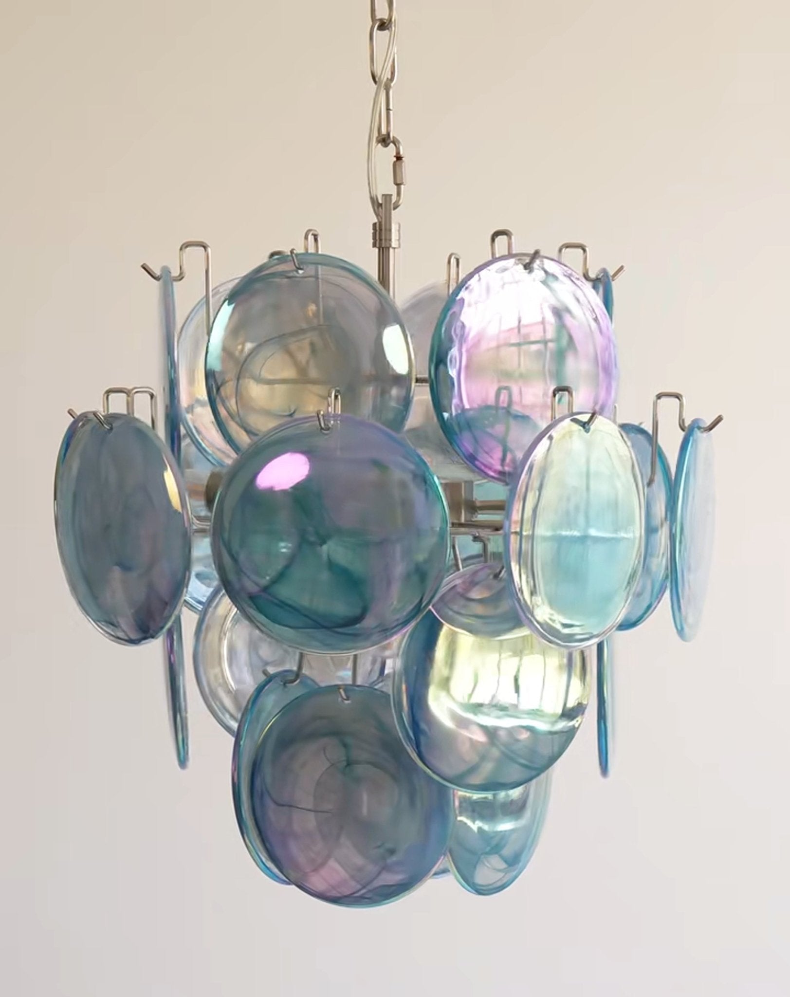 WOW Blue Murano Disc Glass Gorgeous Chandelier-WOW5236