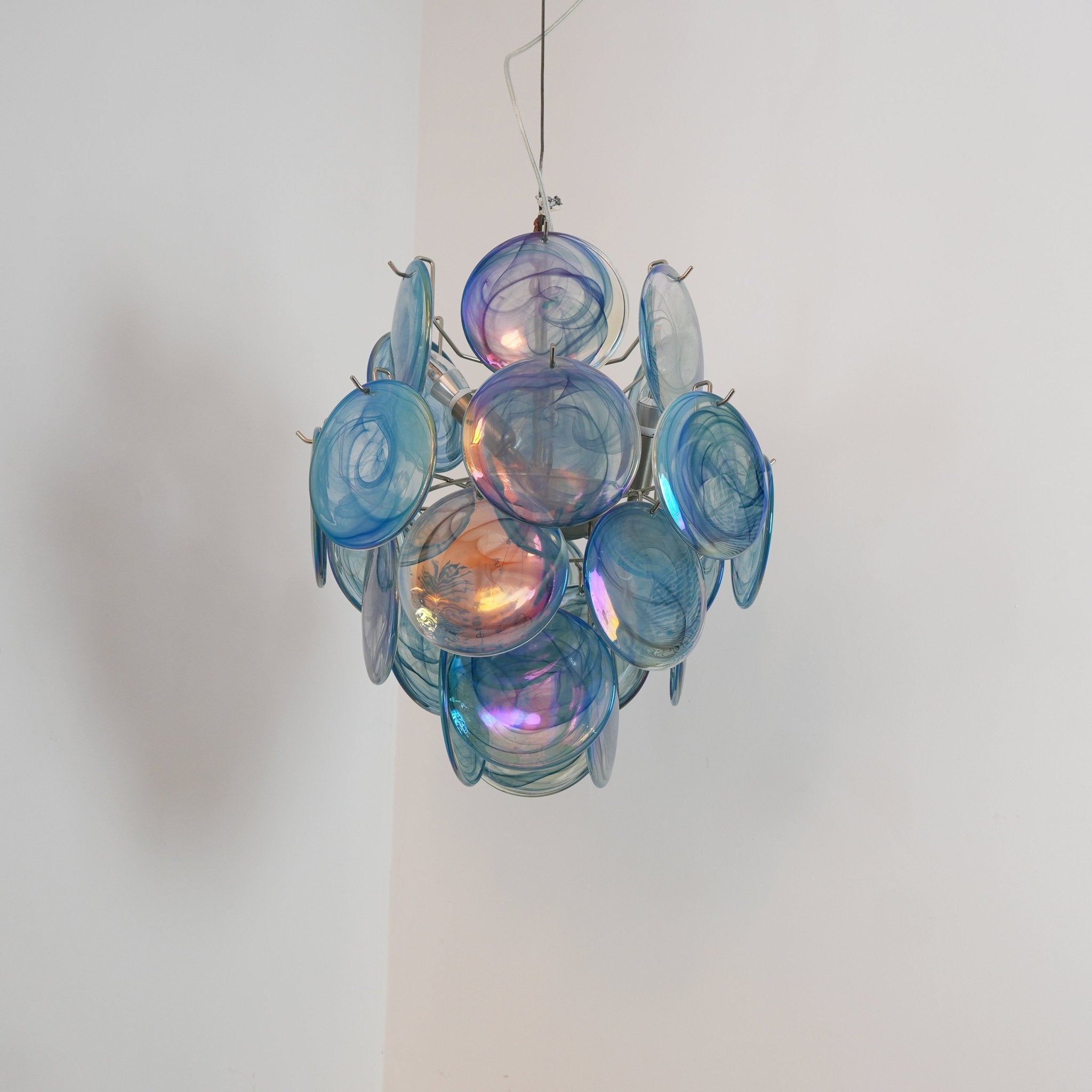 WOW Blue Murano Disc Glass Gorgeous Chandelier-WOW5236