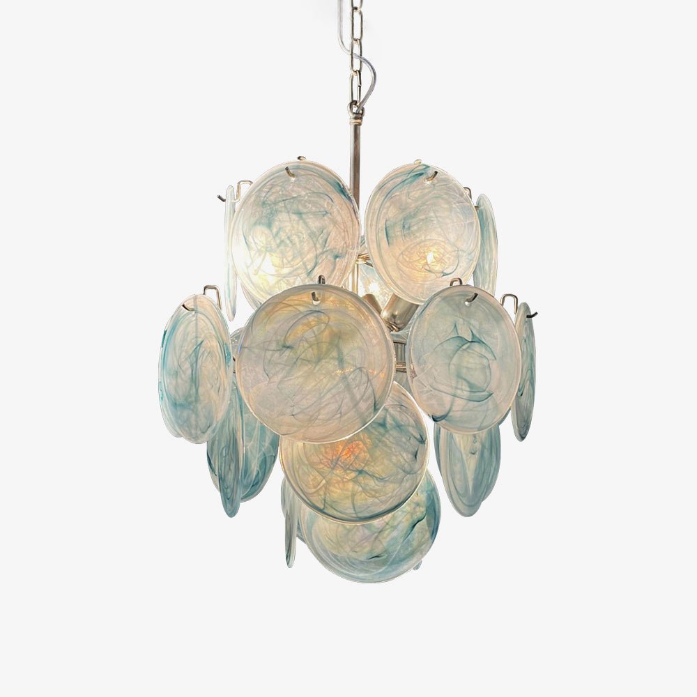 WOW Blue Murano Disc Glass Gorgeous Chandelier-WOW5236