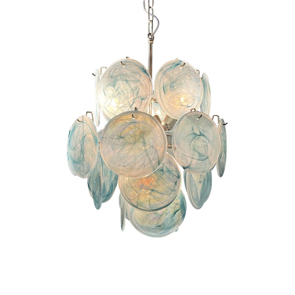 WOW Blue Murano Disc Glass Gorgeous Chandelier-WOW5236