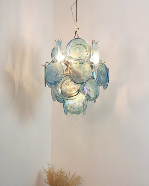 WOW Blue Murano Disc Glass Gorgeous Chandelier-WOW5236