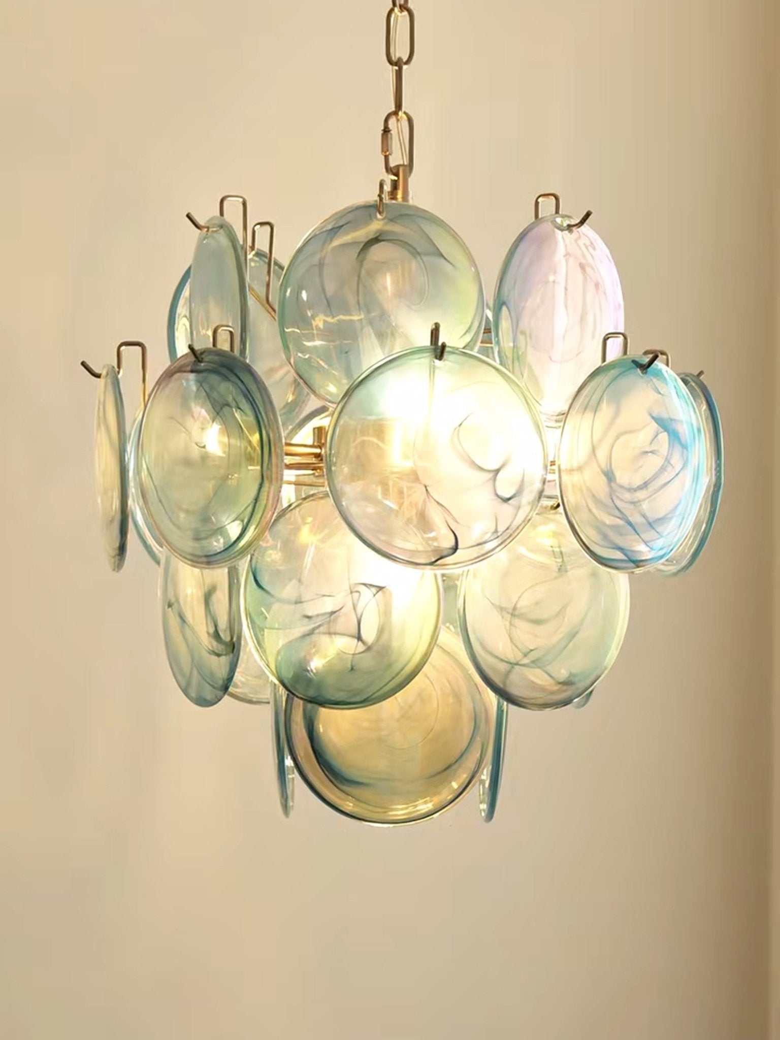 WOW Blue Murano Disc Glass Gorgeous Chandelier-WOW5236