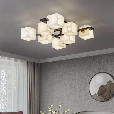 WOW Cubist Alabaster Cluster Ceiling Lamp