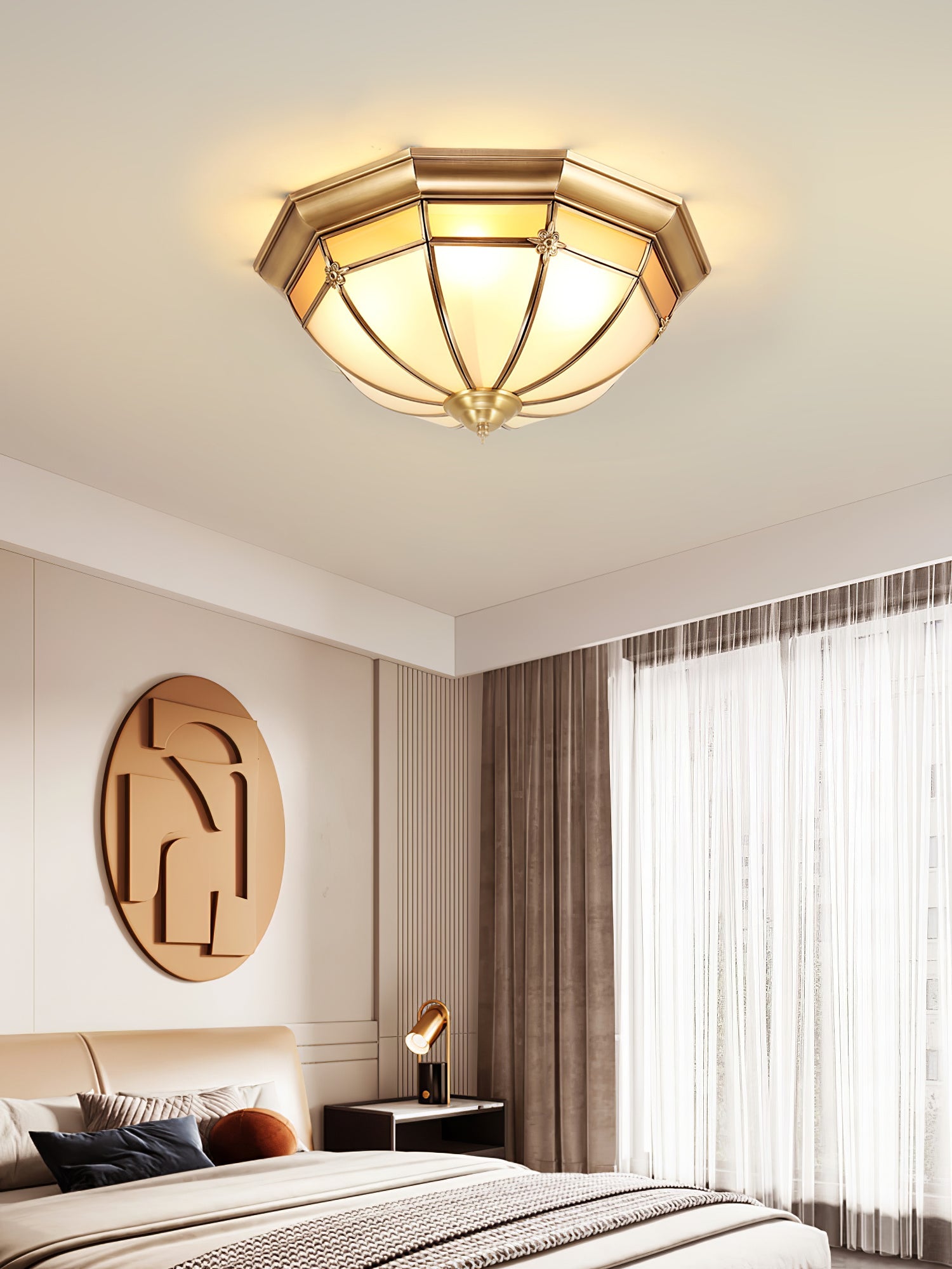 WOW Dome Brass Flush Ceiling Lamp