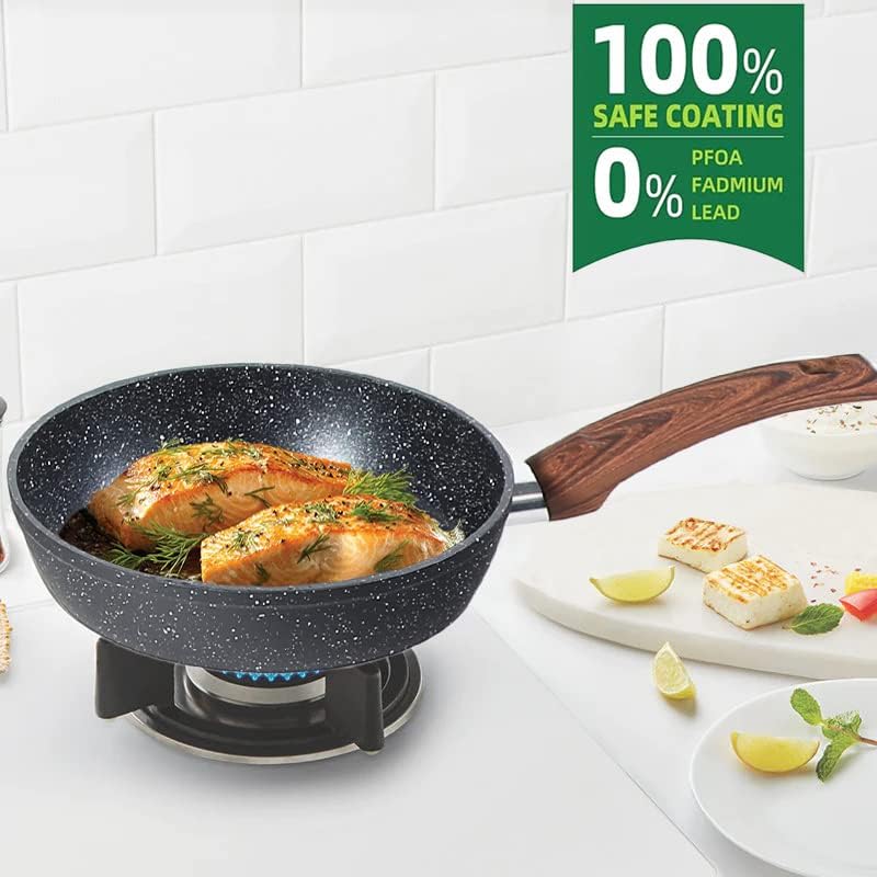 Kitchen Academy Induction Cookware Sets - 12 Piece Green Cooking Pan Set, Granite Nonstick Pots and Pans Set