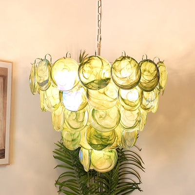 WOW Green Murano Disc Gorgeous Chandelier-WOW5258