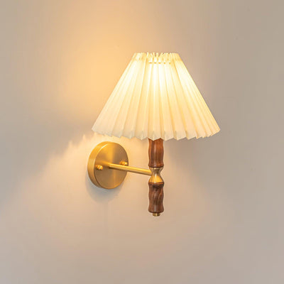 WOW Pleated Walnut Wall Light