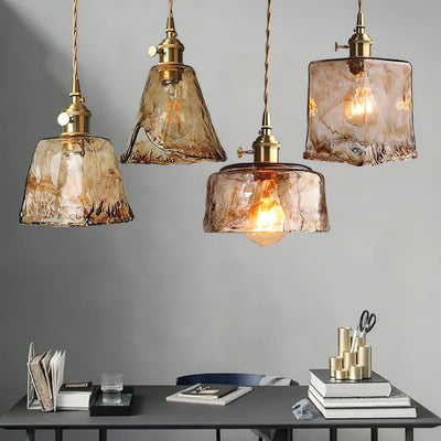 WOW Vintage Brass Glass Pendant Lamp