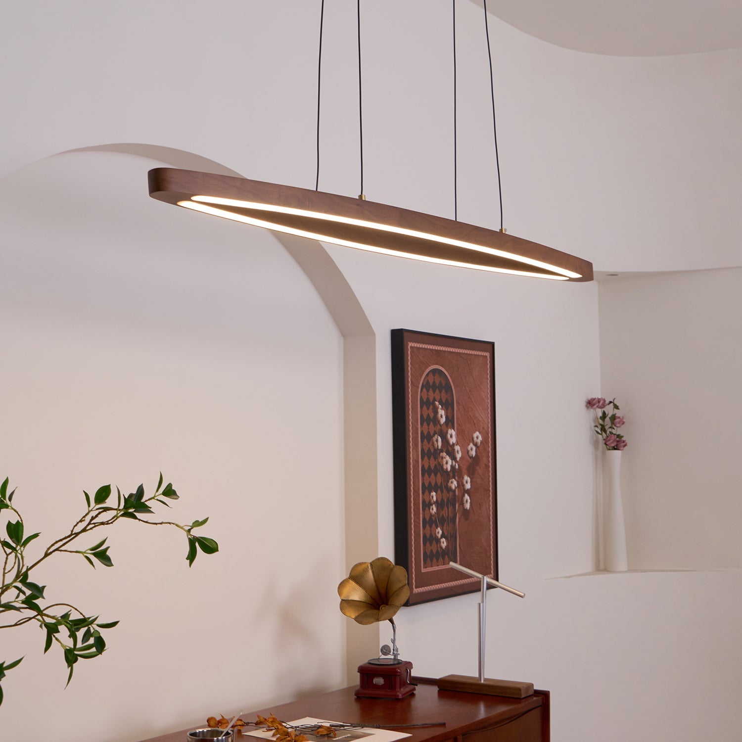 WOW Walnut Arc Linear Pendant Lamp