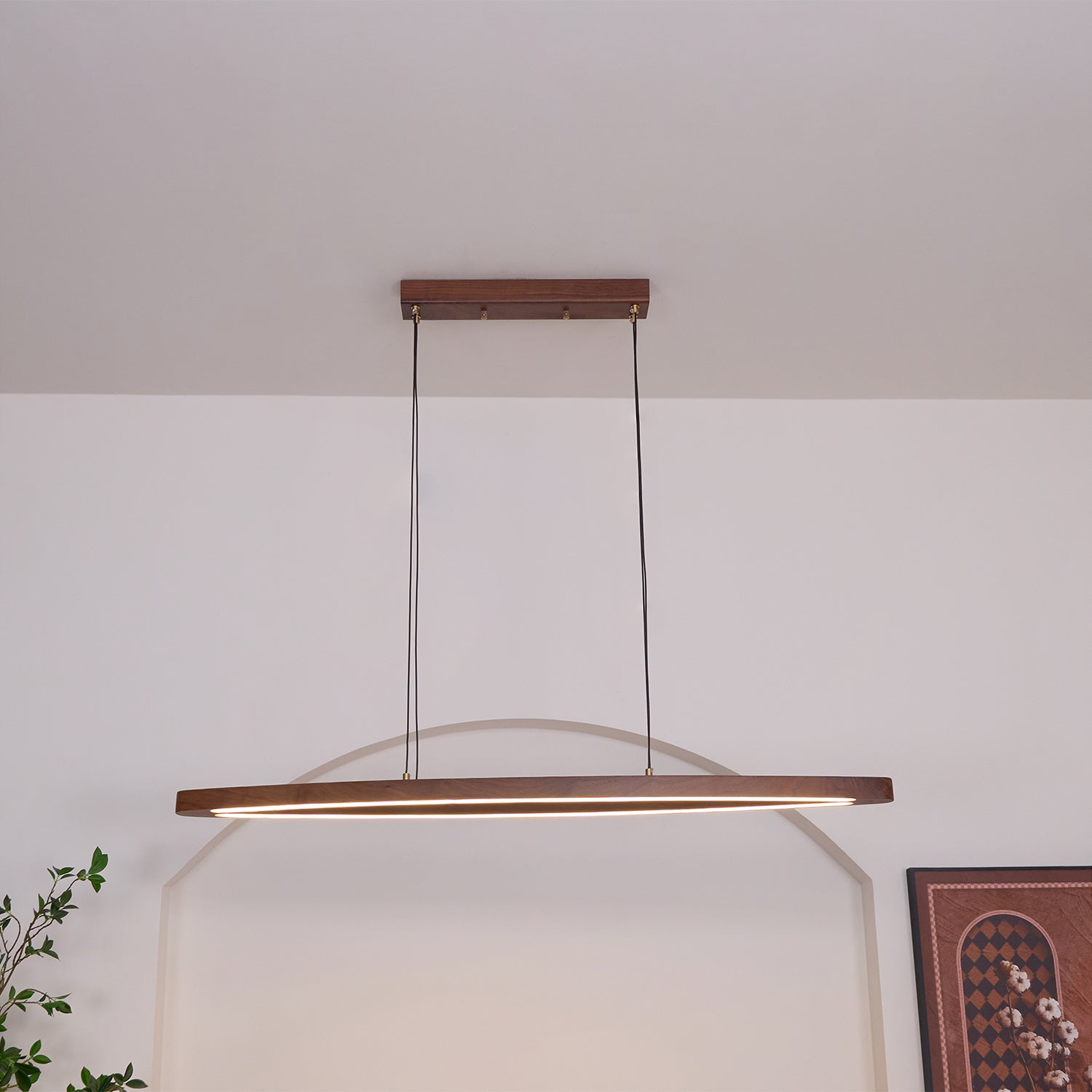 WOW Walnut Arc Linear Pendant Lamp