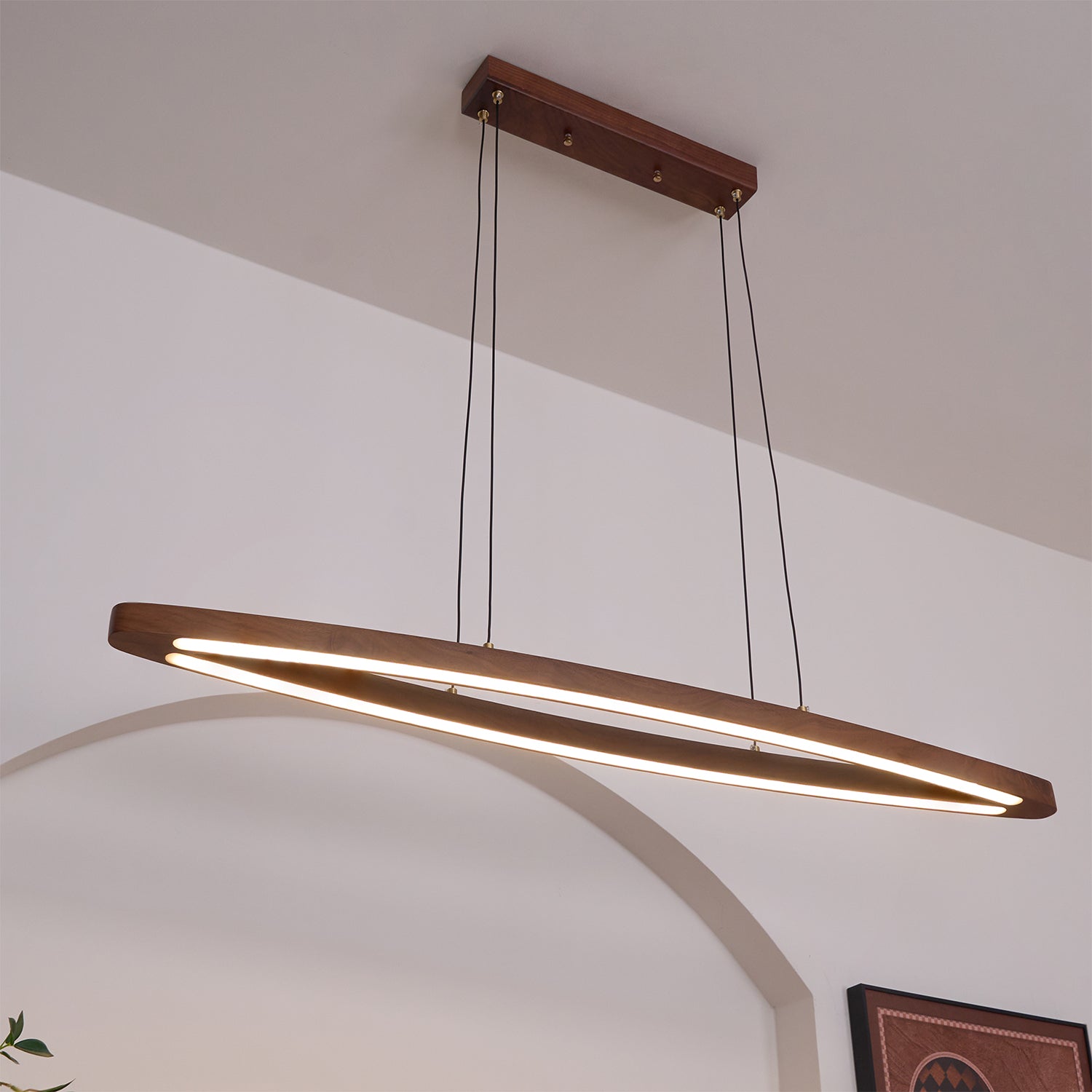 WOW Walnut Arc Linear Pendant Lamp